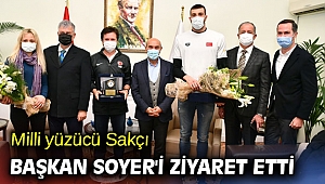Milli yüzücü Sakçı Başkan Soyer'i ziyaret etti