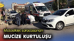 Motosiklet sürücüsünün mucize kurtuluşu