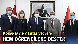 Konak’ta hem kırtasiyecilere hem öğrencilere destek