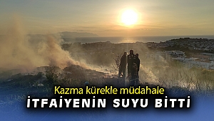 İtfaiyenin suyu bitince kazma kürekle müdahale ettiler