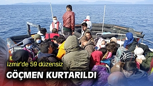 İzmir’de 59 göçmen kurtarıldı
