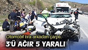Otomobil tıra arkadan çarptı: 3'ü ağır 5 yaralı