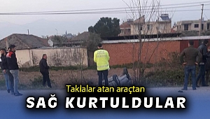 Taklalar atan araçtan sağ kurtuldular