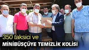 350 taksici ve minibüsçüye temizlik kolisi