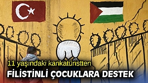 İzmir'de 11 yaşındaki karikatüristten Filistinli çocuklara destek