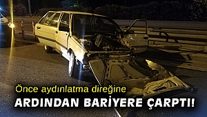 Alkollü sürücü önce aydınlatma direğine ardından bariyere çarptı: 3 yaralı