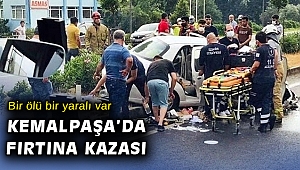 İzmir’de otomobil iş makinesine çarptı: 1 ölü, 1 yaralı