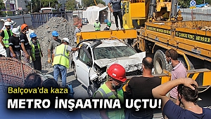 Bariyerleri aşan otomobil metro inşaatına düştü: 1 ölü, 1 yaralı
