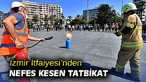 İzmir İtfaiyesi’nden nefes kesen tatbikat