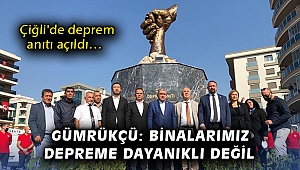 Çiğli'de deprem anıtı açıldı… Gümrükçü: Bina stoklarımız depreme dayanıklı değil