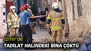 İzmir'de tadilat halindeki bina çöktü