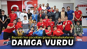 Bayraklı'nın çocukları güreş müsabakalarına damga vurdu