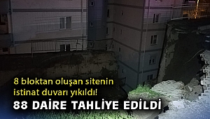 8 bloktan oluşan sitenin istinat duvarı yıkıldı: 88 daire tahliye edildi