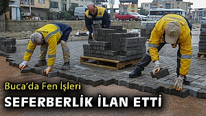 Buca’da kilit parke ve asfalt yama mesaisi