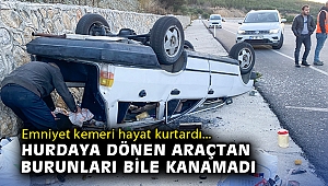 Emniyet kemeri hayat kurtardı: Hurdaya dönen araçtan burunları bile kanamadı