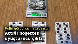 Polisi görüp kaçmaya çalıştı, attığı poşetten uyuşturucu çıktı