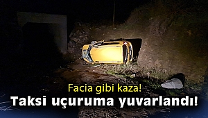 Taksi uçuruma yuvarlandı: 3 yaralı