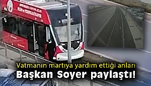 Vatmanın martıya yardım ettiği anları Başkan Soyer paylaştı!