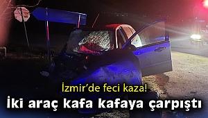 İki araç kafa kafaya çarpıştı!