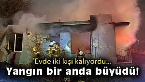 İzmir’de tek katlı bina alev alev yandı