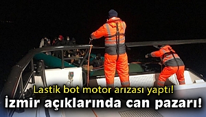 Lastik bot motor arızası yaptı, göçmenlerin imdadına Sahil Güvenlik yetişti