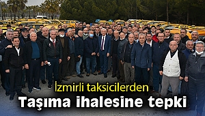 İzmir havaalanında toplanan taksicilerden taşıma ihalesine tepki