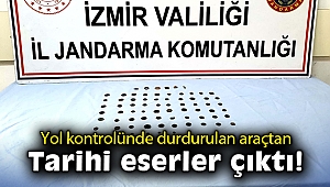 Yol kontrolünde durdurulan araçtan tarihi eserler çıktı