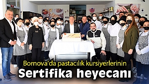 Bornova’da pastacılık kursiyerlerinin sertifika heyecanı