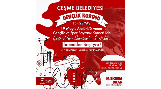 Çeşme Belediyesi Gençlik Korosu Kuruluyor!