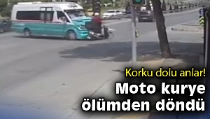 Korku dolu anlar! Motorlu kurye ölümden döndü