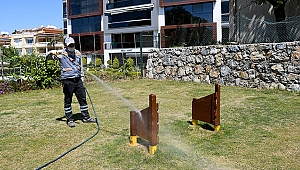 Kuşadası’nda can dostların park alanlarında hijyen çalışması