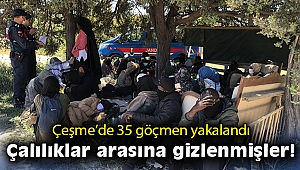 Çeşme'de 35 düzensiz göçmen yakalandı