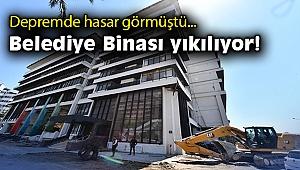 Depremde hasar gören hizmet binası yıkılıyor