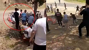 Ralli yarışında araç seyircilerin arasına daldı