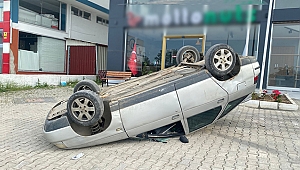Akıl almaz kovalamaca! Otomobili ters çevirdi