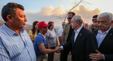 CHP Genel Başkanı Kemal Kılıçdaroğlu, yangın bölgesi Marmaris'te