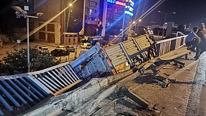 Karşı şeride geçip otomobile çarpan kamyon alt yola düştü: 1 ölü, 5 yaralı