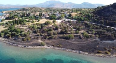 Çeşme'de yanan alan havadan görüntülendi