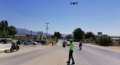Ödemiş’te dron destekli trafik denetimi