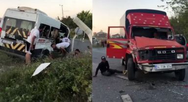 Tekstil işçilerini taşıyan minibüs takla attı!