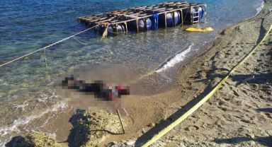 Foça'da sahile ceset vurdu