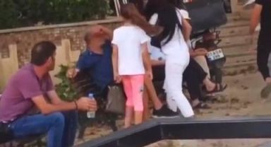 Öfkeli kadın, bir erkeği herkesin içinde defalarca tokatladı