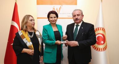 Saliha Özçınar Kutlu'ya TBMM Başkanı Şentop'tan ödül
