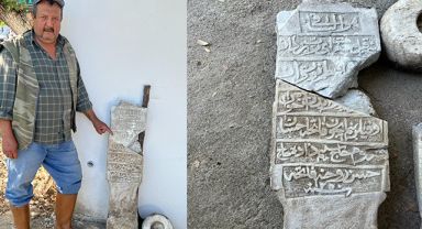 Çöplüğe atılmış 200 yıllık mezar taşı bulundu
