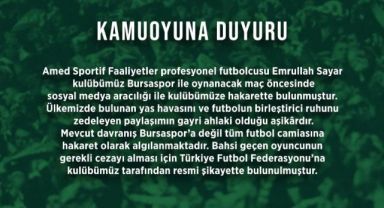 Bursaspor Kulübü, futbolcu Emrullah Sayar'ı şikayet etti