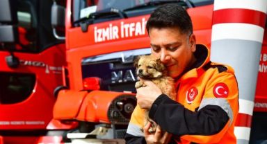 İzmirli itfaiyeci deprem bölgesinden gelen köpeğe yuvasını açtı