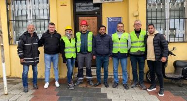 Gaziemir Belediyesi ekipleri, deprem bölgesinde hasar tespiti yapıyor