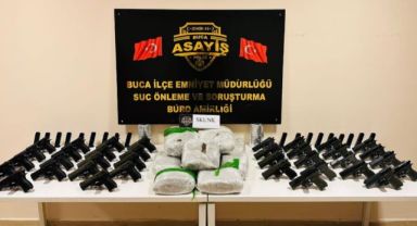 Buca'da silah kaçakçılarının evinde 13 kilo uyuşturucu ele geçirildi!