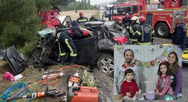 Karşı şeride geçen TIR, otomobili biçti: Bir aile yok oldu!