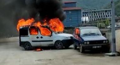LPG'li araç tamir esnasında alev aldı, 3 araç kullanılamaz hale geldi